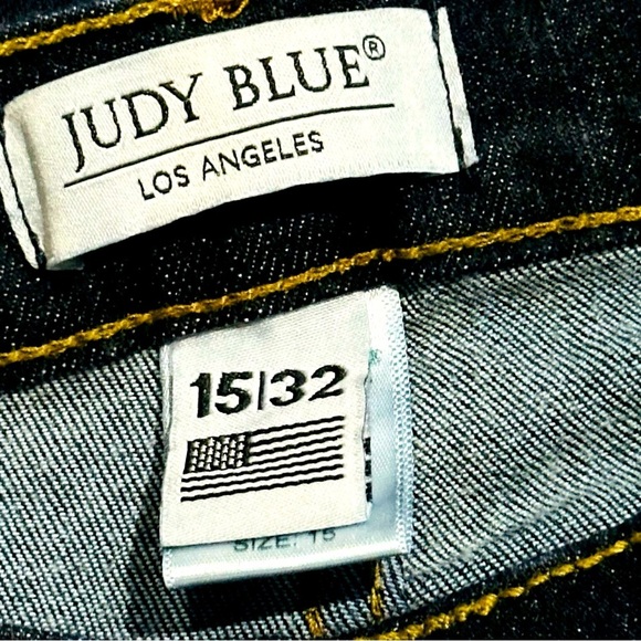 👖🌿 JUDY BLUE Dark Wash Boho Fringe Ankle Crop Jeans | Juniors 15 / Women’s 32 - Picture 3 of 3